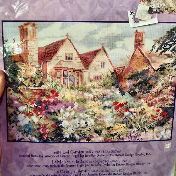 Bucilla "House and Garden" Counted Cross Stitch kit..Kit  42759....Artwork of .Sharon Engel by Jennifer Drake of Kooler Design Studio