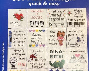 Beginner Series Book One 360 Mini Messages Quick & Easy Counted Cross Stitch Book..Designs by Dale Burdett ...…Counted Cross Stitch