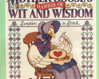 Cross-Stitch Patterns Mother Goose’s Words of Wit and Wisdom Samplers to Stitch by Tedd Arnold ...First Edition…Counted Cross Stitch Book