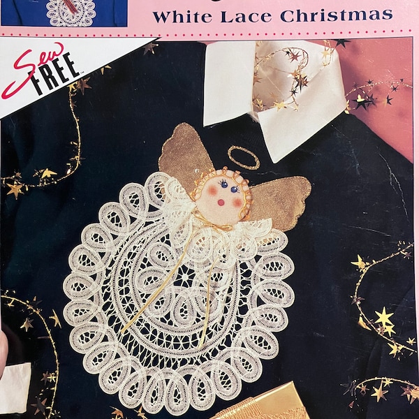 McCall's Creates White Lace Christmas...5 Holiday Designs Using Lace Doilies...Clothing...Ornaments...Upcycle