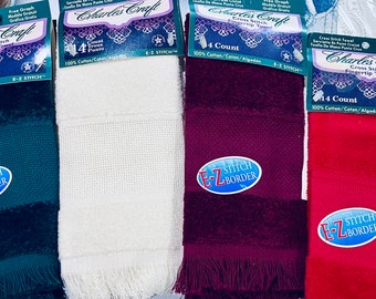 Fingertip Towels…Choice of Color…Red, Green, White, Burgundy, Navy, Blue, Tan, Ecru, Pink, and Prints…New.... 14 Count Aida Band