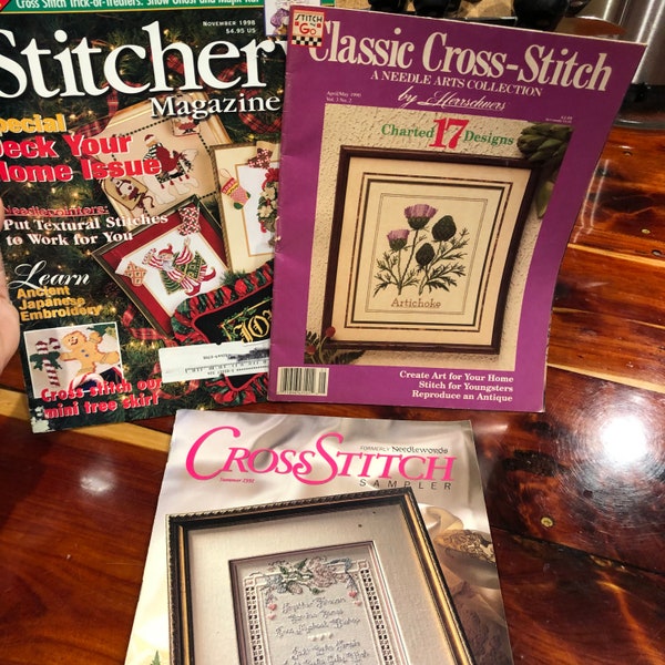 Cross Stitch Magazines......3 Magazines...Charted Work....Flowers...Christmas