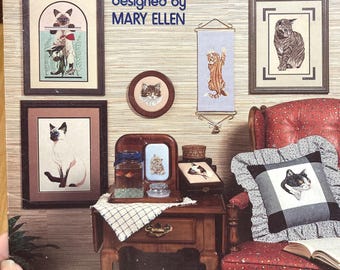 Just Purrfect Designed by Mary Ellen…11 designs  Charted for Cross Stitch and Needlepoint Leaflet..Counted Cross Stitch...Leisure Arts 453