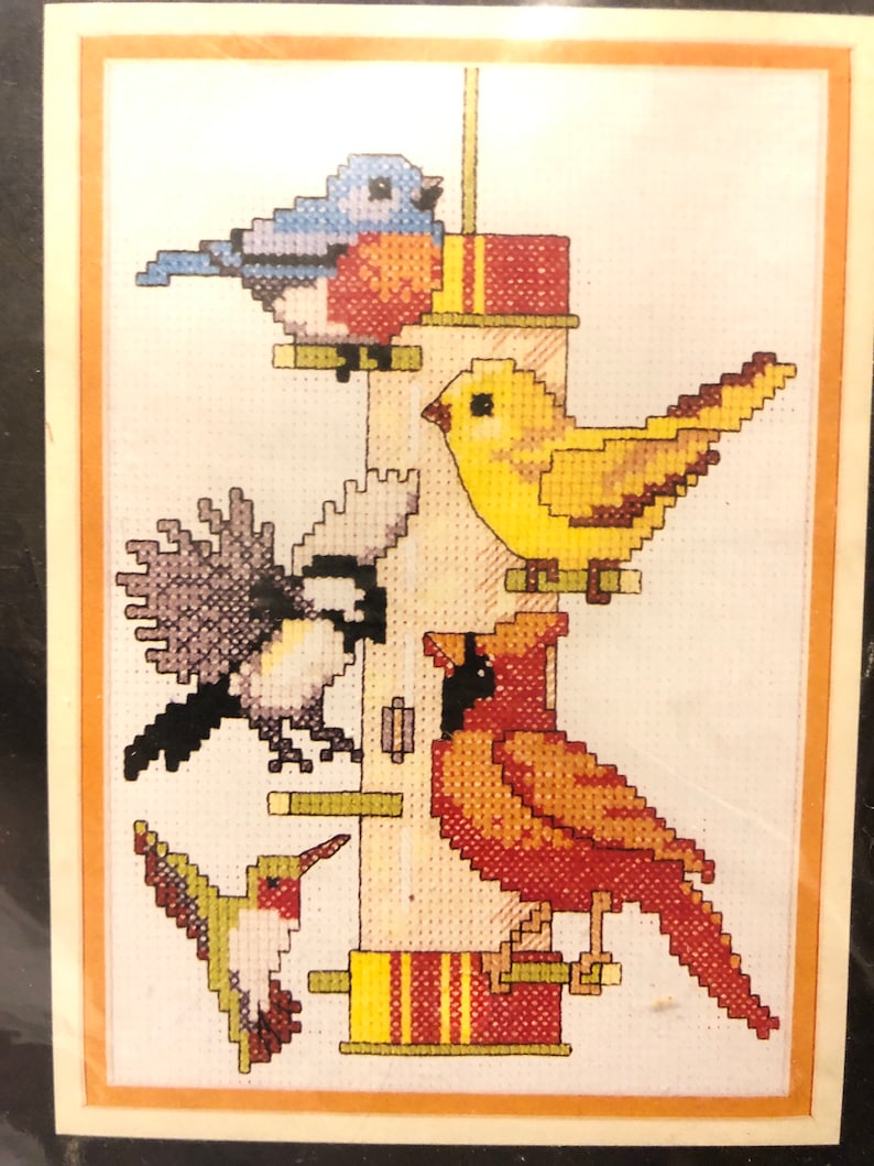 Bird Feeder With Cardinal Counted Cross Stitch Kit....monarch Etsy