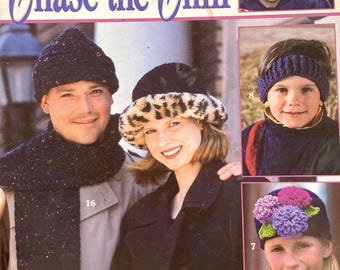 Chase The Chill Crocheted Hats, Scarves, and Mittens Pattern Leaflet/Book…15 designs…Gifts to Make ....Leisure Arts 3042…All Skill levels