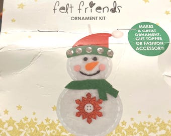 Snowman Felt Friends Ornament Kit .....Felt Embroidery kit...Fabric Editions