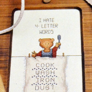 I Hate Four Letter Words Cook Wash Iron Dust Cross Stitch Pattern Humorous