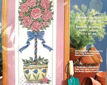 Design Works "Rose Topiary" Counted Cross Stitch Kit Joan Elliot Designer.....9"x22" Finished size... Unopened Cross Stitch Kit