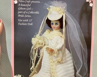 Annual Bride Bridal Gown Crochet Pattern for 15 inch doll…Gibson Girl