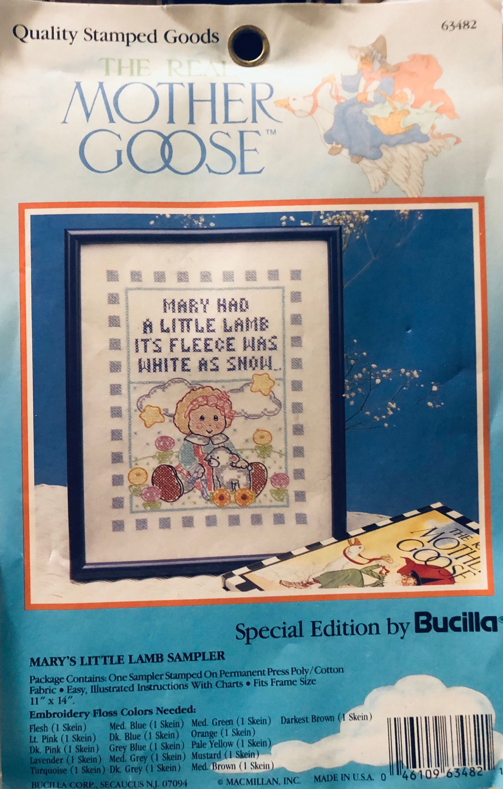 ハンドメイド Marly 羊 Mary's Little Lamb Sampler Stamped Cross Stitch Kitthe Real