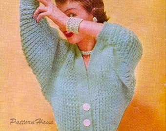 Sweater Bat Wing Bulky Knitting Pattern Instant Download