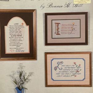 I Believe autorstwa Bonnie Hill, schematy haftu krzyżykowego i haftu krzyżykowego... Homestead Designs... Ulotka nr 8... Donna Johnson i Dawn Elliot... Prezenty do zrobienia
