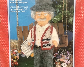 Grandpa Doll Outfit to Crochet Pattern Fibre Craft.... 14" Doll.... Designed by Gail Kinkead