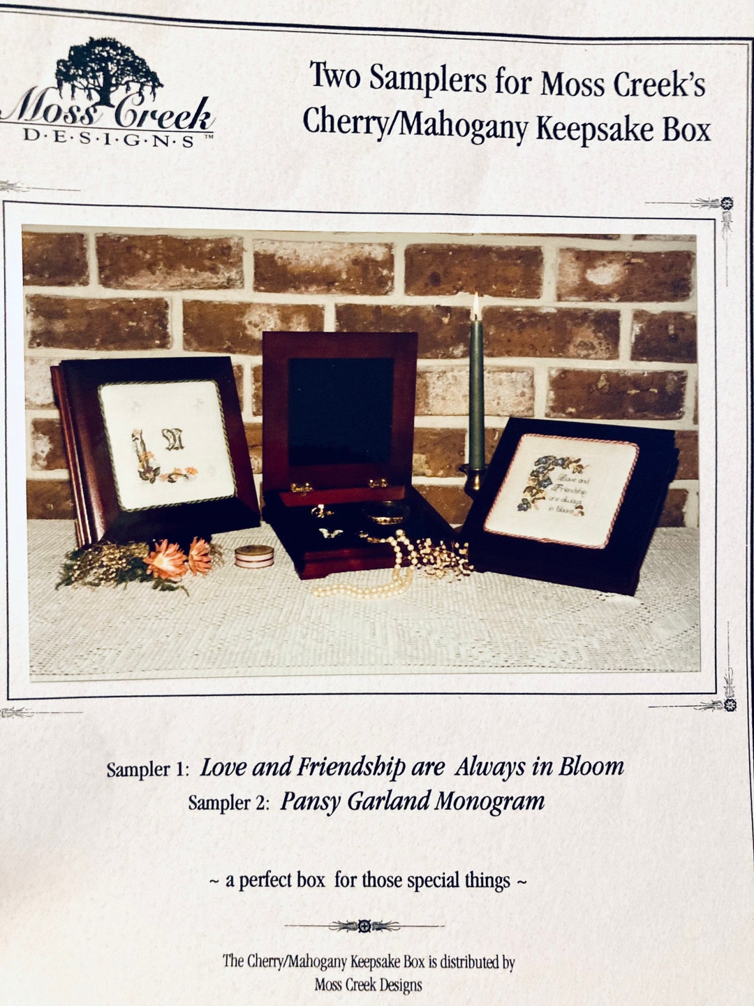 Moss Creek Designs No. 103...two Samplers for Keepsake Box...love and