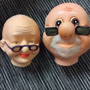 Grandma and Grandpa Doll heads....Plastic doll Heads..Men and Woman...doll Parts... Toy parts