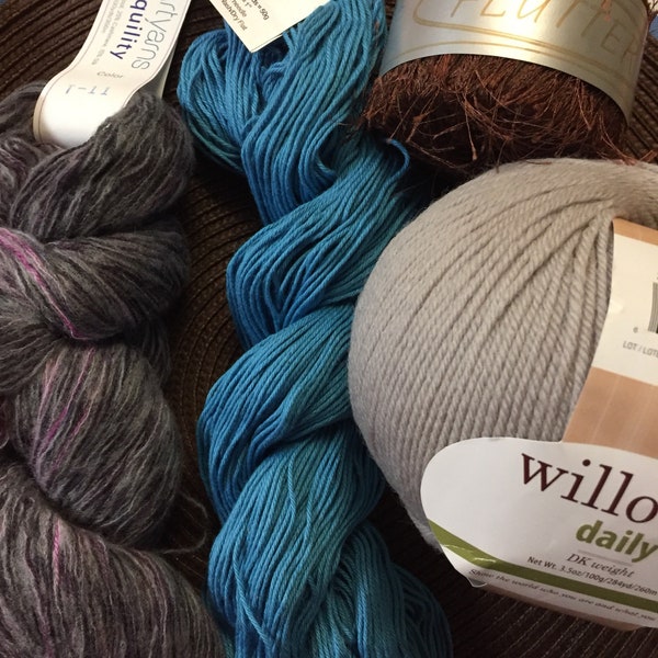 Art Yarn Choice TSC Artyarns Tranquility  Willow Super Wash Wool Lyndon Hill Cotton/Silk blend Or Flutter