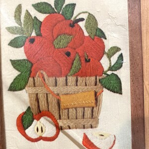 Bucket of Apples Crewel Embroidery Kit…5”x7” Caron 6418…Complete Unused and Unopened