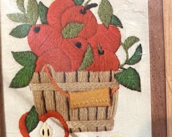 Kit de bordado con hilo Crewel de Bucket of Apples…5” x 7” Caron 6418…Completo, sin usar y sin abrir