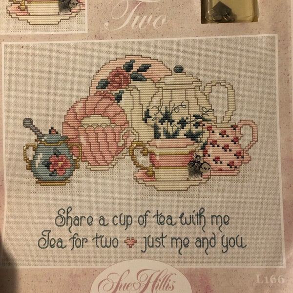 Tea For Two Cross Stitch by Sue Hillis Designs....Counted Cross Stitch...Chart with Tea charms
