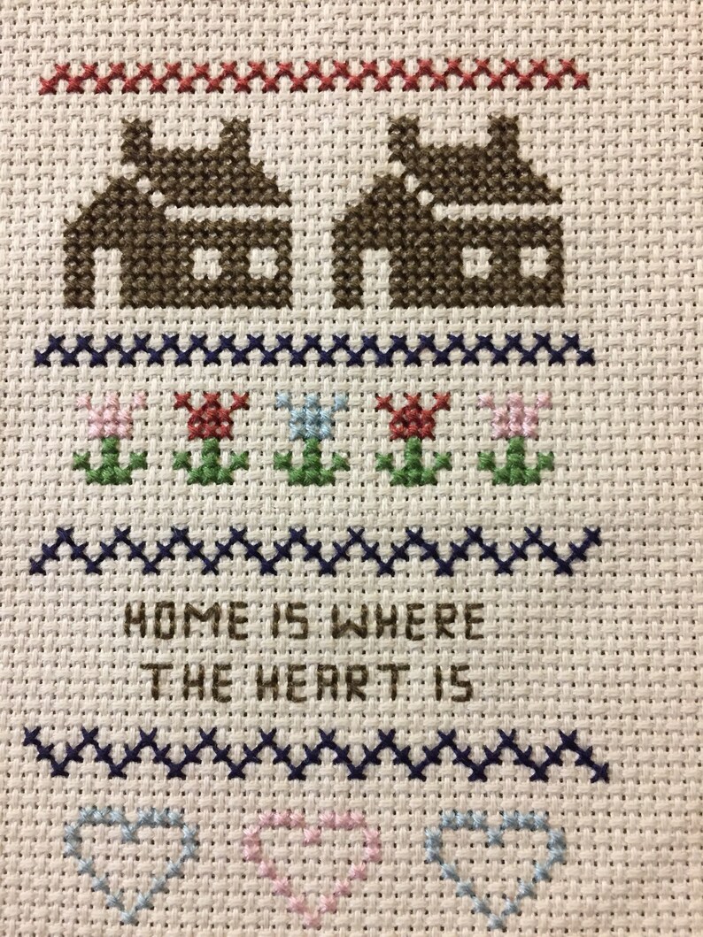Home is Where the Heart is Counted Cross Stitch Picture EGA Etsy