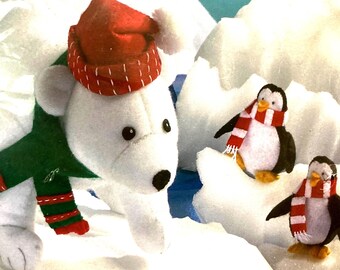Plaid Bucilla Polar Bear and Penguins Felt applique Kit…Maria Stanziani...Kit No. 85336...Complete Kit...Stuffed Animals to Make