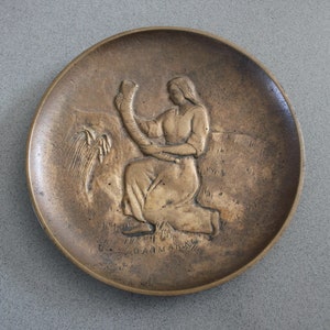Danmark Bronze Hornblower Dekorativer Teller von Kunst