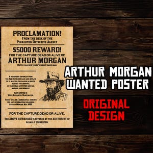 Póster de "Se busca ARTHUR MORGAN" - Arte de Red Dead Redemption 2 - Decoración de pared vintage de videojuegos de vaqueros - Diseño original, obra de arte de RDR2, regalo para gamers