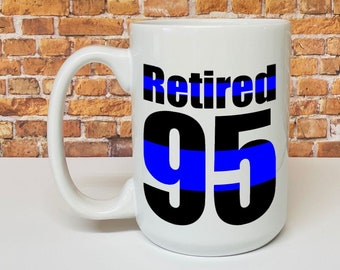 Police retirement mug, Personalized mug, Thin Blue Line Police mug, Ceramic or Camp mug for Law Enforcement, Bulk orders welcome