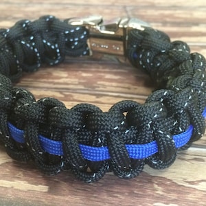 Police Thin blue line police bracelet with reflective cord - Paracord bracelet for men - Police week bulk pricing available