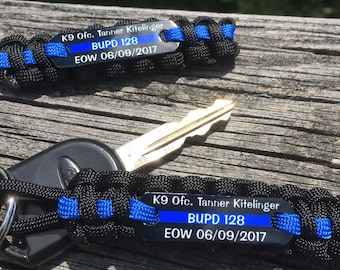 Police K9 memorial keychain customized - Police keychain - K9 Officer End of Watch gift - Bulk  orders welcome - example shown