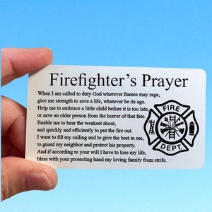 Firefighters&#39; prayer card, metal wallet card for fireman, personalized birthday gift for firefighter, gift for men - bulk orders welcome