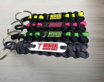Medical assistant paracord keychain in choice of color - CNA gift - Healthcare gifts in bulk