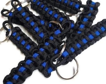 Thin Blue Line Paracord Keychain - Police Week Appreciation Gifts in Bulk