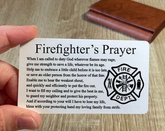 Firefighters' prayer card - Metal wallet card for Fireman - Personalized birthday gift for firefighter - Gift for men - Bulk orders welcome