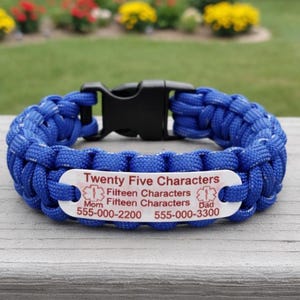 Custom Medical Alert Bracelet: Paracord Rope Emergency ID - Waterproof ID for Adults or Kids
