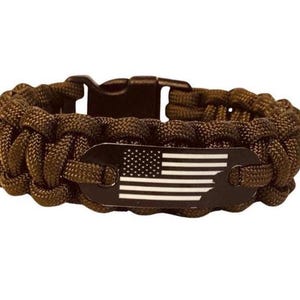 American Flag Paracord Bracelet – Black and White Patriotic Gift - Made in the USA image 3