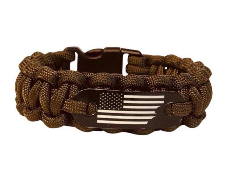 American Flag Paracord Bracelet – Black and White Patriotic Gift - Made in the USA image 3