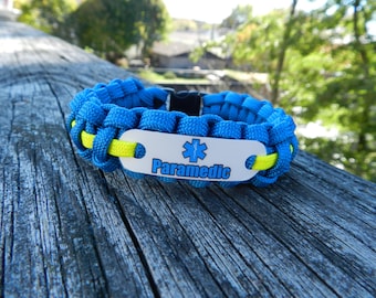 Paramedic jewelry gift, 550 paracord bracelet for men or women, Gifts for EMS week celebrations, Bulk orders welcome for graduation class