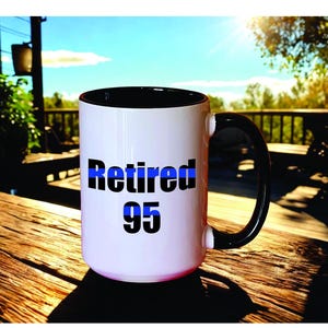 Police Thin Blue Line Retired Coffee Mug for Law Enforcement, Police gifts, 15oz ceramic