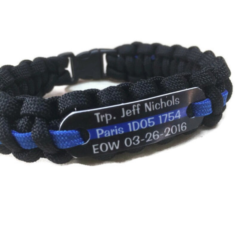 Custom Police bracelet End of Watch Thin Blue Line with badge Etsy