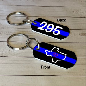 Customizable Police Dog Tag Keychain - Law Enforcement Gift - Police officer keychain with badge number & home state