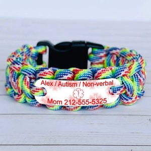 Medical alert bracelet Autism bracelet personalized Autism non verbal, special needs wristband Waterproof medical ID bracelet image 8