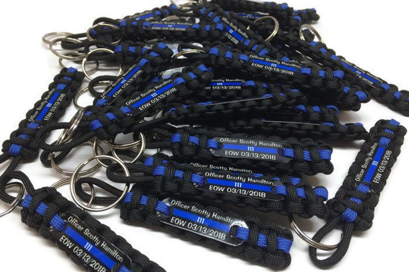Thin Blue Line Keychain Personalized Police Keychain With Etsy