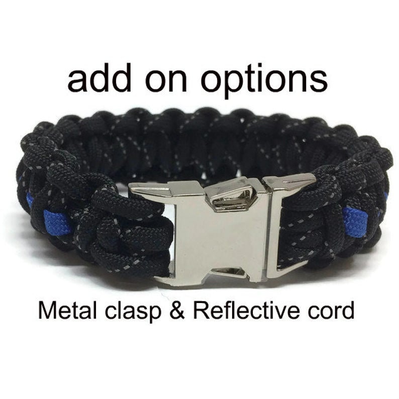 Police Thin Blue Line Paracord Bracelet With Flag for Men Etsy