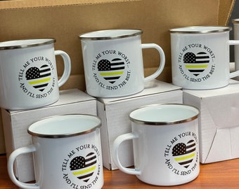 Thin Gold Line mug for 911 Dispatch | 911 dispatcher gifts | Gifts for men or women | Contact us for bulk order pricing for EMS week