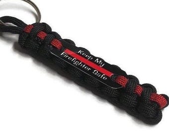 Personalized firefighter keychain with custom text for wife, mom, dad and more