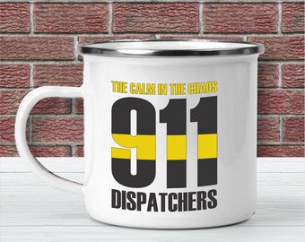 911 Dispatch mug | Dispatcher thin gold line mug | Mug for Dispatcher | EMS week gift idea - Camp mug for men or women, Bulk orders welcome