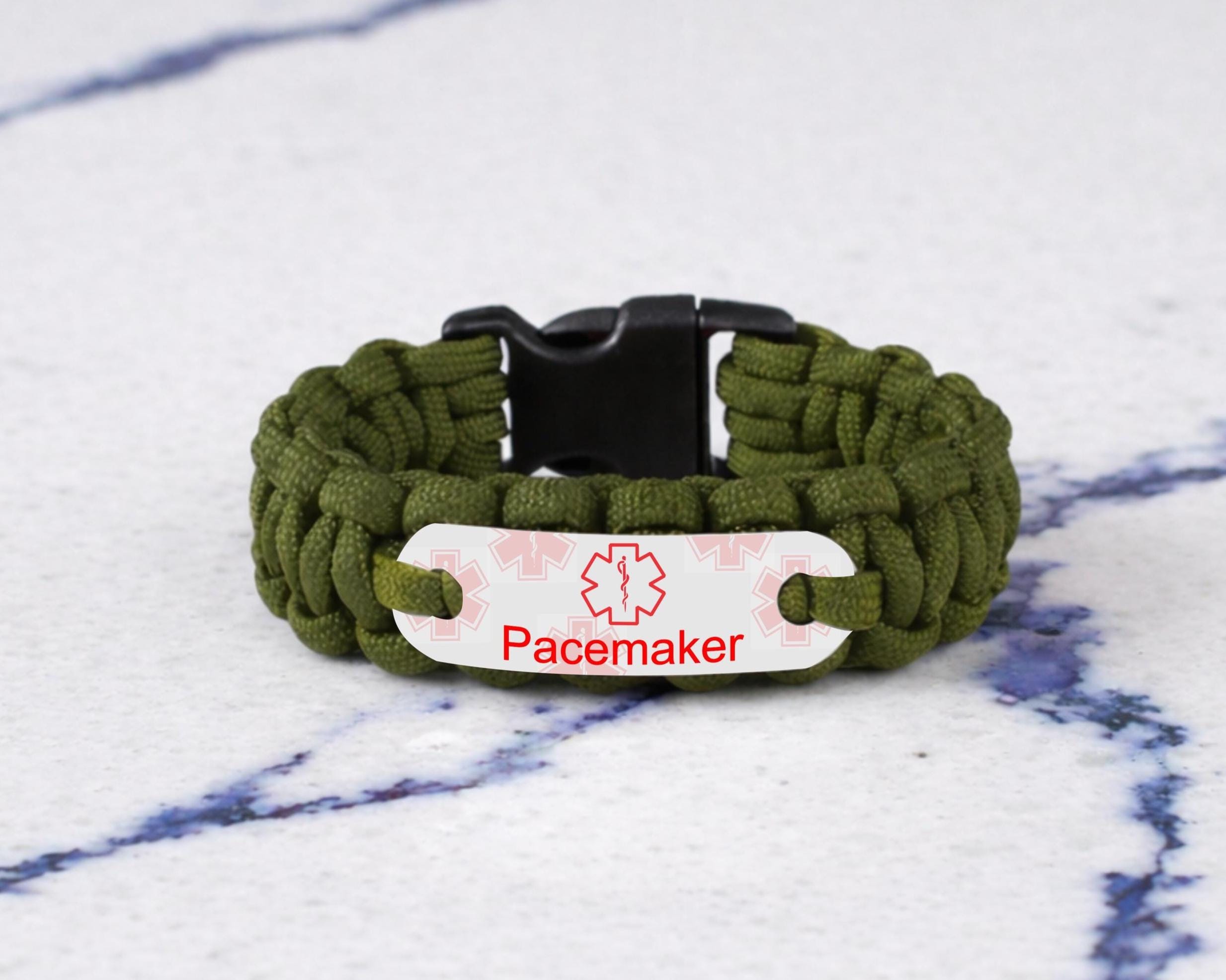 Pacemaker Medical Alert Paracord Bracelet - Personalized, Waterproof ...