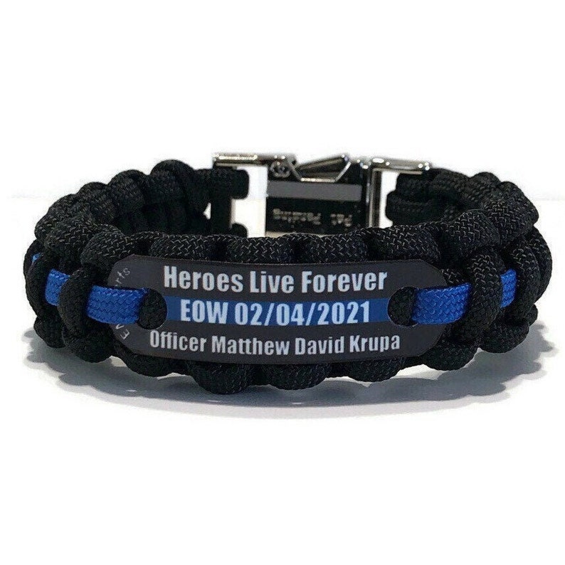 Personalized Police Thin Blue Line Memorial Bracelet for Men Etsy