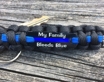 Police Officer gifts, Personalized keychain, Custom police keychain, Thin Blue Line keychain, Paracord keychain, Buy in bulk